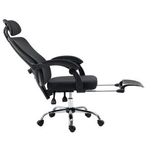 Офис стол с поставка за крака Titan Premium Quality текстил-мрежа черен