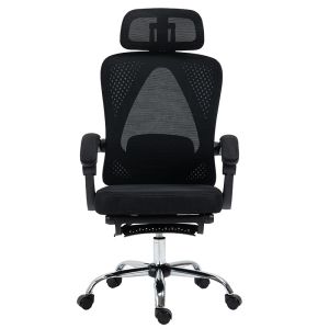 Офис стол с поставка за крака Titan Premium Quality текстил-мрежа черен