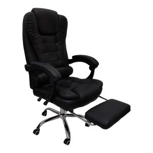 Офис стол с поставка за крака Worko Pu в черен нюанс 66x62x113-121см