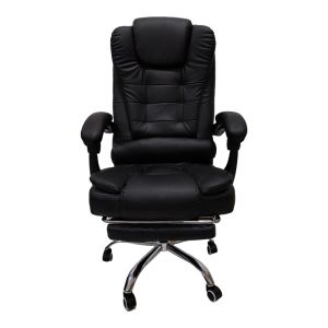 Офис стол с поставка за крака Worko Pu в черен нюанс 66x62x113-121см