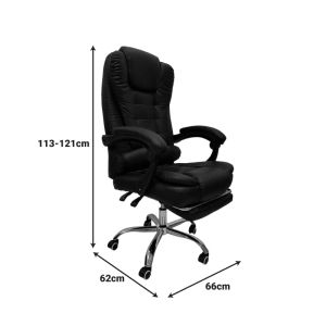 Офис стол с поставка за крака Worko Pu в черен нюанс 66x62x113-121см