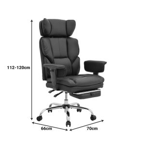 Office chair with footrest Zanci black Pu 70x66x112-120cm