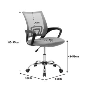 Office chair with extendable reflex Berto Ii with mesh fabric in pink-black shade 60x48x85-95 cm
