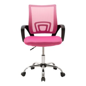 Office chair with extendable reflex Berto Ii with mesh fabric in pink-black shade 60x48x85-95 cm