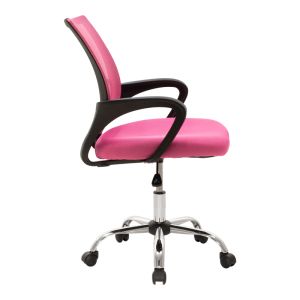 Office chair with extendable reflex Berto Ii with mesh fabric in pink-black shade 60x48x85-95 cm