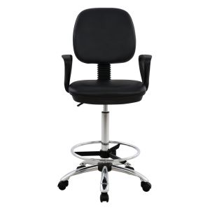 Office chair with stool, black 56.5x60x(114-136)cm HM1042.01