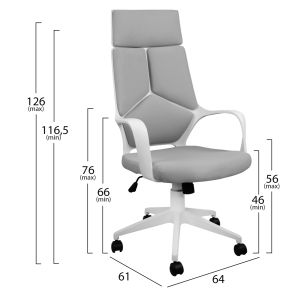 Office chair gray and white frame 64x61x126cm Hm1054,21