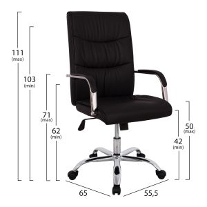 Office chair black with chrome base 55.5x65x111cm Hm1044.11