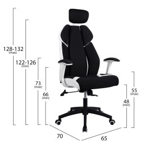 Office chair black and white 65x70x128-132cm Hm1086,02