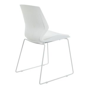 Office chair, original P, white polypropylene with ivory cushion, 47x52x85 cm