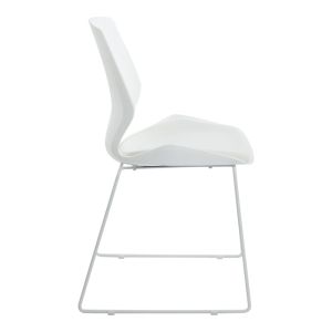 Office chair, original P, white polypropylene with ivory cushion, 47x52x85 cm