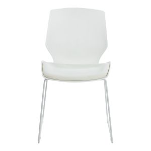 Office chair, original P, white polypropylene with ivory cushion, 47x52x85 cm