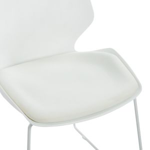 Office chair, original P, white polypropylene with ivory cushion, 47x52x85 cm