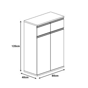 Office cabinet Oscar in walnut-anthracite color 80x40x120cm
