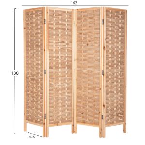 Параван с 4 крила Sentinel бамбук в естествен цвят 162x2,5x180hcм Hm4227