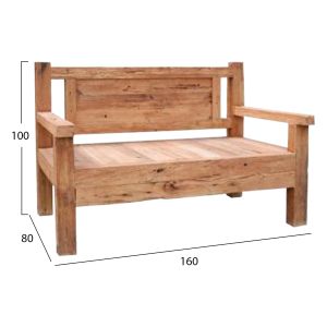 Пейка 3-местна от рециклирано дърво 160x80x100hcmhm9454,01