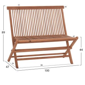 Пейка Kendall Hm18128 сгъваема, изработена от тикова дървесина в естествен цвят 100x47x89всм.