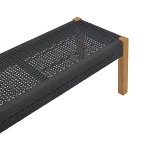 Bench Uma teak and Pe rope in black shade 150x45x40cm