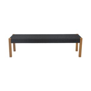 Пейка Uma тиково дърво и въже в черен нюанс 120x45x40см