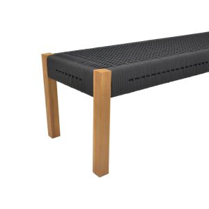 Пейка Uma тиково дърво и въже в черен нюанс 120x45x40см