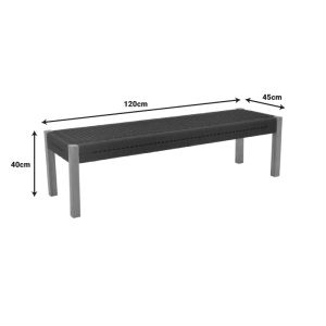 Пейка Uma тиково дърво и въже в черен нюанс 120x45x40см