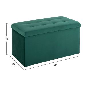 Пейка с ракла за съхранение Cypress Hm279,13 плюш цвят зелен 90x50x52hcm