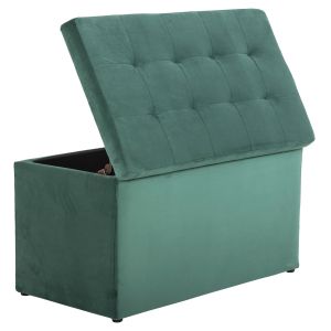 Пейка с ракла за съхранение Cypress Hm279,13 плюш цвят зелен 90x50x52hcm