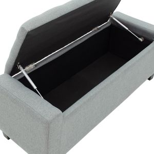 Пейка-сандък Sahir със сива текстилна дамаска и черни дървени крака 109x40x39cm