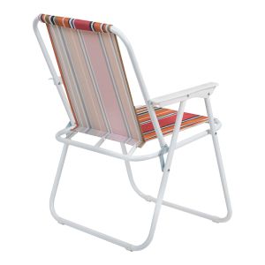 BEACH CAMPING CHAIR JETTE WITH PINK STRIPED FABRIC AND WHITE METAL FRAME 53X56X73CM