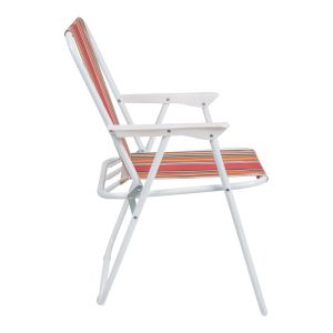 BEACH CAMPING CHAIR JETTE WITH PINK STRIPED FABRIC AND WHITE METAL FRAME 53X56X73CM