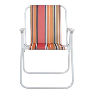 BEACH CAMPING CHAIR JETTE WITH PINK STRIPED FABRIC AND WHITE METAL FRAME 53X56X73CM