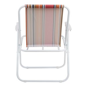 BEACH CAMPING CHAIR JETTE WITH PINK STRIPED FABRIC AND WHITE METAL FRAME 53X56X73CM