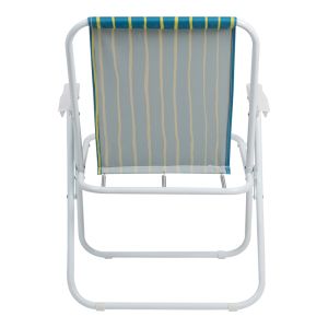 BEACH CAMPING CHAIR JETTE, GREEN AND YELLOW FABRIC WITH WHITE METAL FRAME, 53X56X73CM