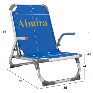 Плажен стол Hm5053,01 син алуминиев 56x70x66cm