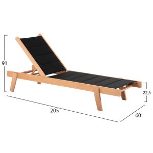Плажен шезлонг Milos бук в натурално-черен Текстилен204x65x31,5-92,5hcm91hcm Hm10650
