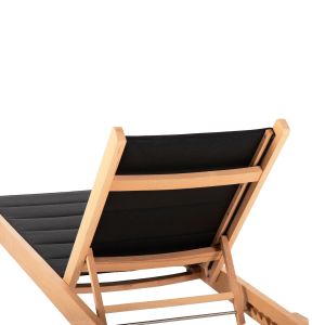 Плажен шезлонг Milos бук в натурално-черен Текстилен204x65x31,5-92,5hcm91hcm Hm10650