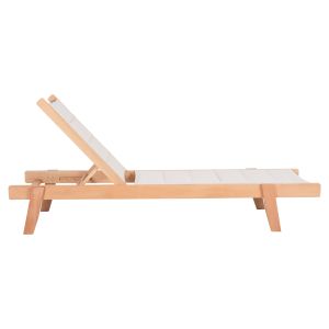 Плажен шезлонг Milos бук в текстилен натурал-екрю 204x65x92,5hcm Hm10650