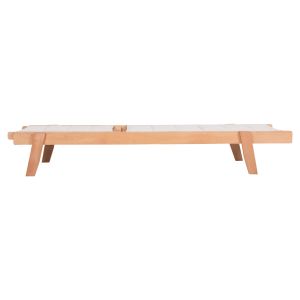 Плажен шезлонг Milos бук в текстилен натурал-екрю 204x65x92,5hcm Hm10650