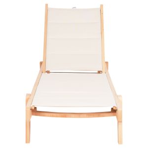 Плажен шезлонг Milos бук в текстилен натурал-екрю 204x65x92,5hcm Hm10650