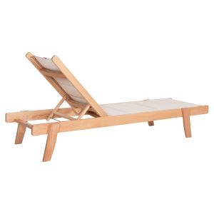 Плажен шезлонг Milos бук в текстилен натурал-екрю 204x65x92,5hcm Hm10650