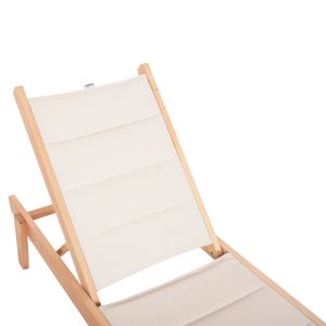 Плажен шезлонг Milos бук в текстилен натурал-екрю 204x65x92,5hcm Hm10650