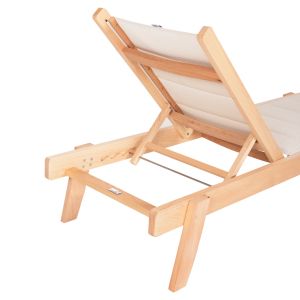 Плажен шезлонг Milos бук в текстилен натурал-екрю 204x65x92,5hcm Hm10650