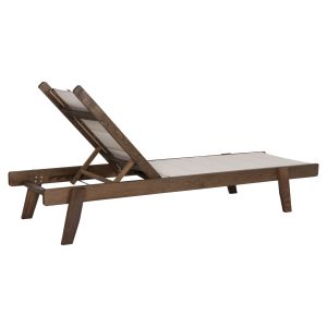 Плажен шезлонг Milos бук в текстилен Орех-екрю204x65x92,5hcm Hm10685