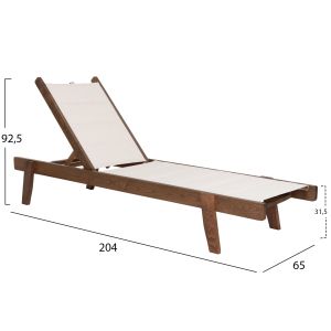 Плажен шезлонг Milos бук в текстилен Орех-екрю204x65x92,5hcm Hm10685