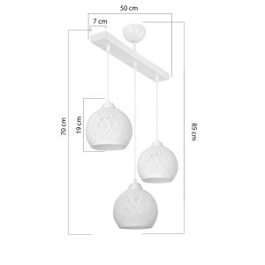 Ceiling lamp with three lamps Pwl-0973 Ii E27 white 50x18x85cm