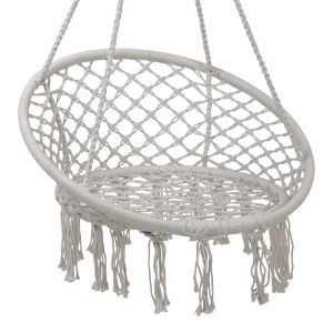 Плетена градинска люлка хамак макраме Eventful бежова 82x82x133cм