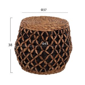 Плетена табуретка Teofilo от естествени материали - воден зюмбюл D43x38cm Hm7869