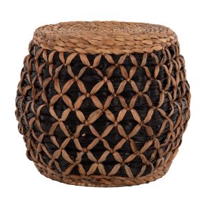 Плетена табуретка Teofilo от естествени материали - воден зюмбюл D43x38cm Hm7869