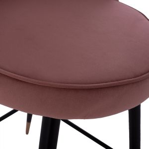 Плюшен средно висок бар стол Princess Vesna Hm8736,02 цвят пепел от рози 50x50x90cm