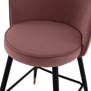 Плюшен средно висок бар стол Princess Vesna Hm8736,02 цвят пепел от рози 50x50x90cm
